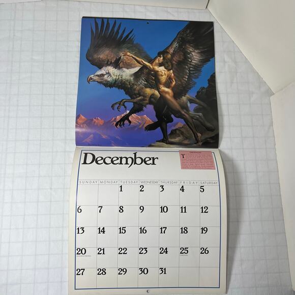 1992 Boris Vallejo Mythology Calendar Unused same dates again in leap year 2048 - Picture 4 of 16